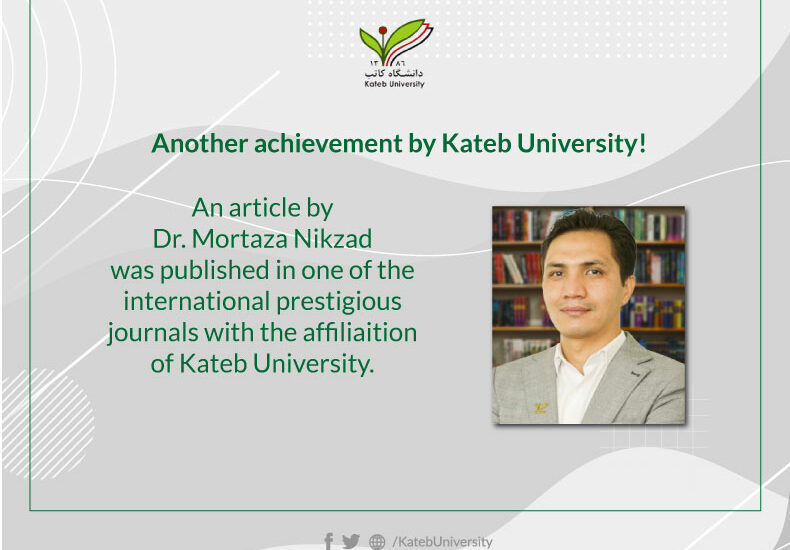 Article by Dr. Mortaza Nikzad was Published in an International Prestigious Journal.