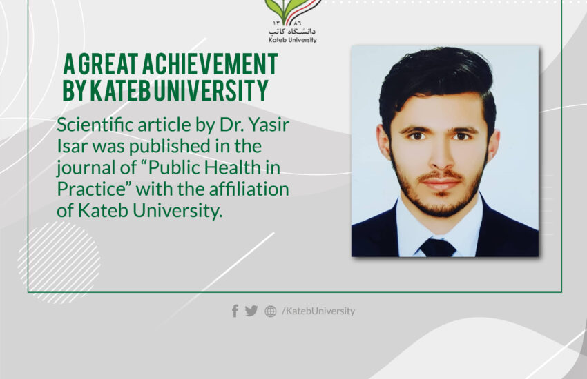 An article by Dr. Yasir Isar was published in journal of “Public Health in Practice”.