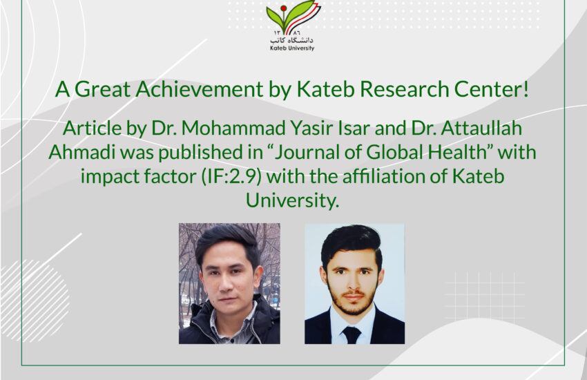 Article by Dr. Mohammad Yasir Isar and Dr. Attaulah Ahmadi was Published.